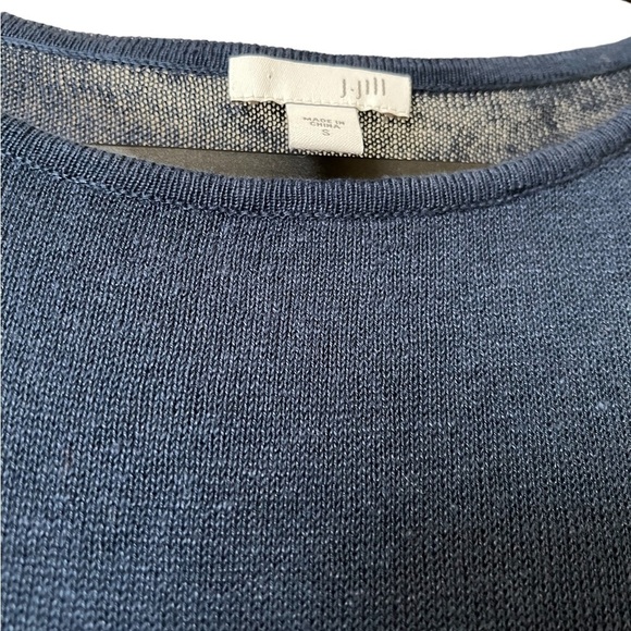 J. Jill navy blue blue summery linen blend wide scoop neck tunic top / sweater - Picture 2 of 7